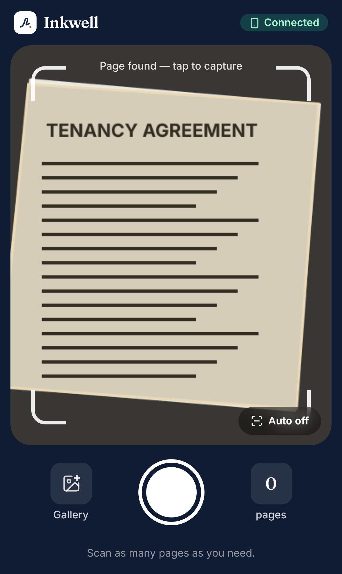 The phone camera outlining a sheet of paper automatically